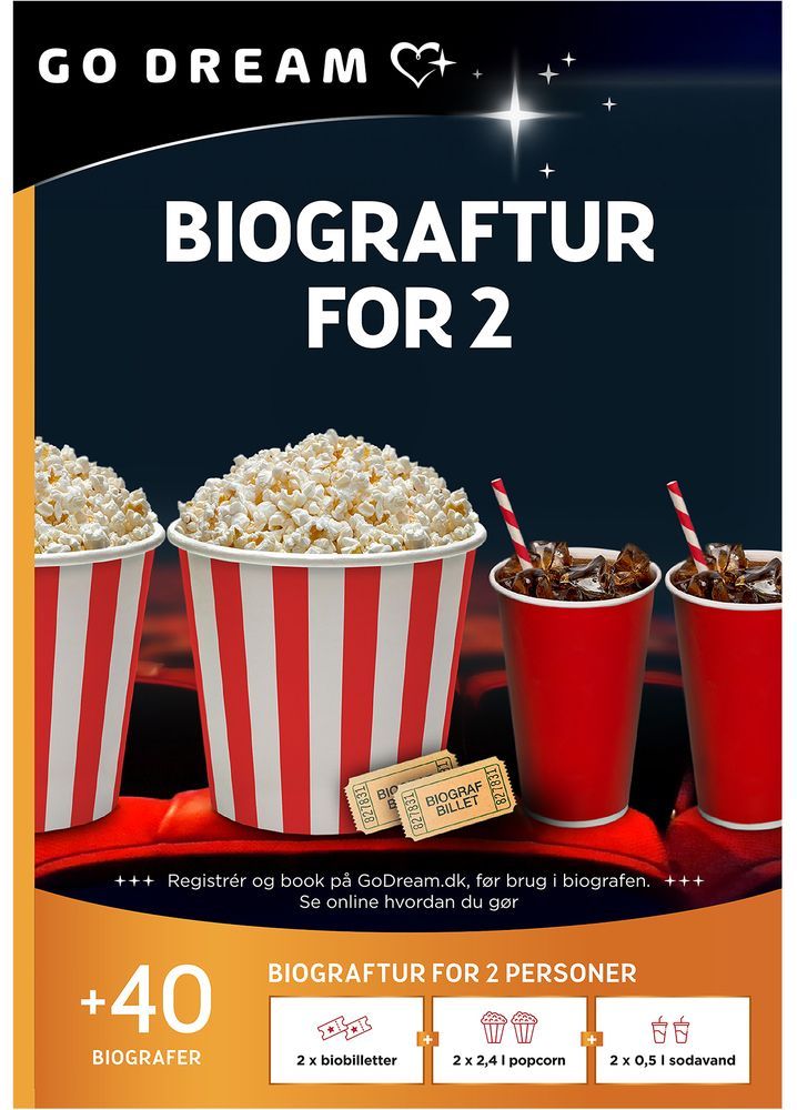 GO DREAM - Biograftur for 2 (Fysisk Gaveæske)