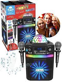 iDance Party Groove 9-i-1 karaokehøjtaler med fjernbetjening, to mikrofoner og diskolys