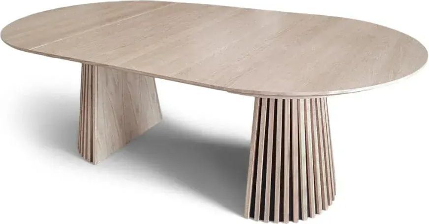 måne lamel spisebord m. tillægsplader - lys natur eg ø120-165-210 cm