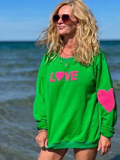 LULU´S LOVE - SWEATSHIRT LOVE - GRASS/PINK