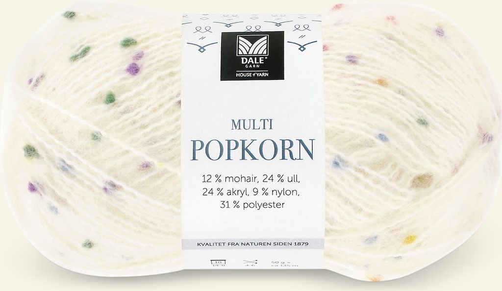 House of Yarn Multi Popkorn Mix Ullgarn 50 g Dale Garn