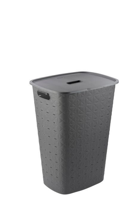 curver vasketøjskurv med låg 56 liter grå