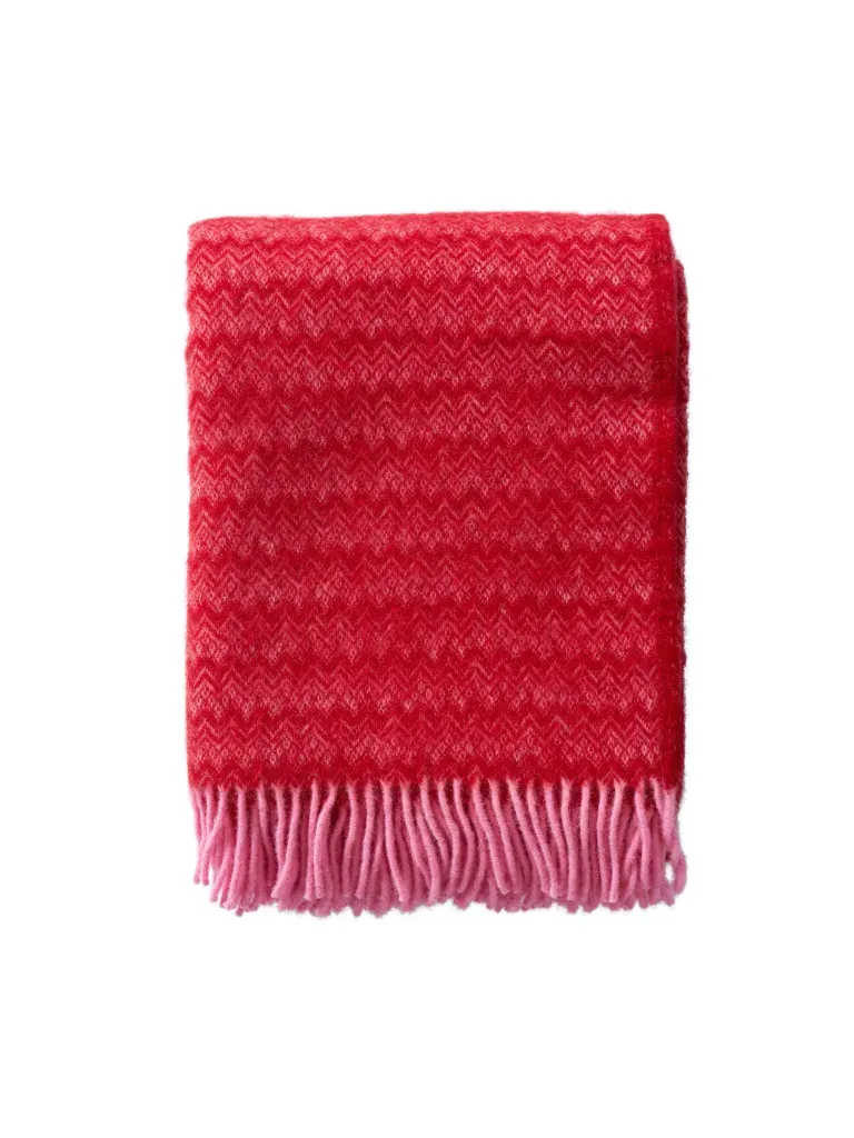 otto uldtæppe, rød/pink - 130x180 cm.