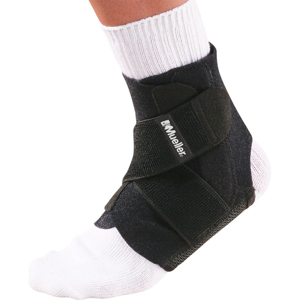 Mueller Ankle Support with Straps, Black, Large