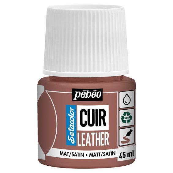 Pebeo Cuir Leather 45 ml læderfarve, farver også PU-læder – Mørkerød, mat satinfinish