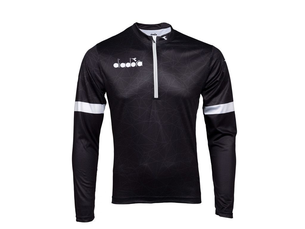diadora valter - cykeltrøje med lange ærmer - str. m - sort/hvid
