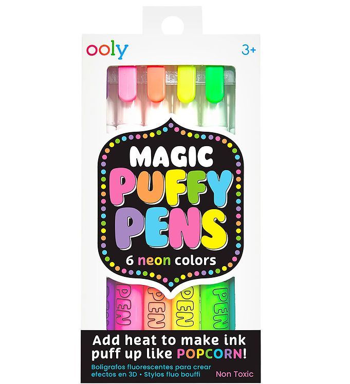 Ooly Puffy Pens Neon 6 Farver
