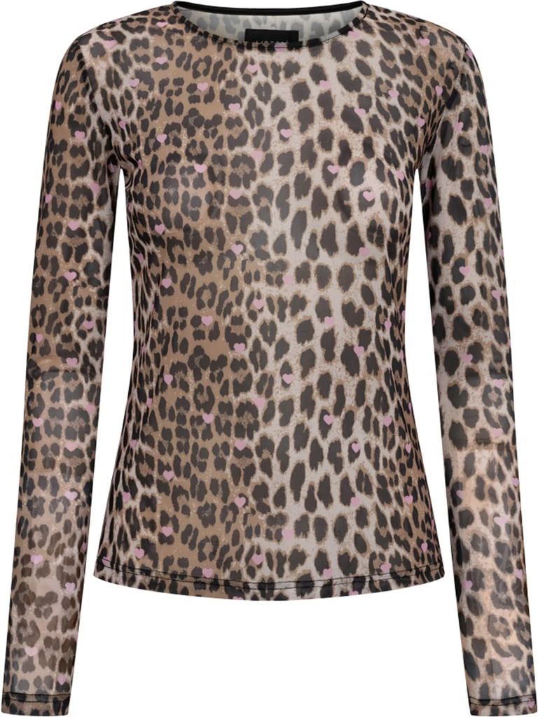 Mesh Ls Tshirt | Lux Leo Pink Heart | Bluse fra Liberté