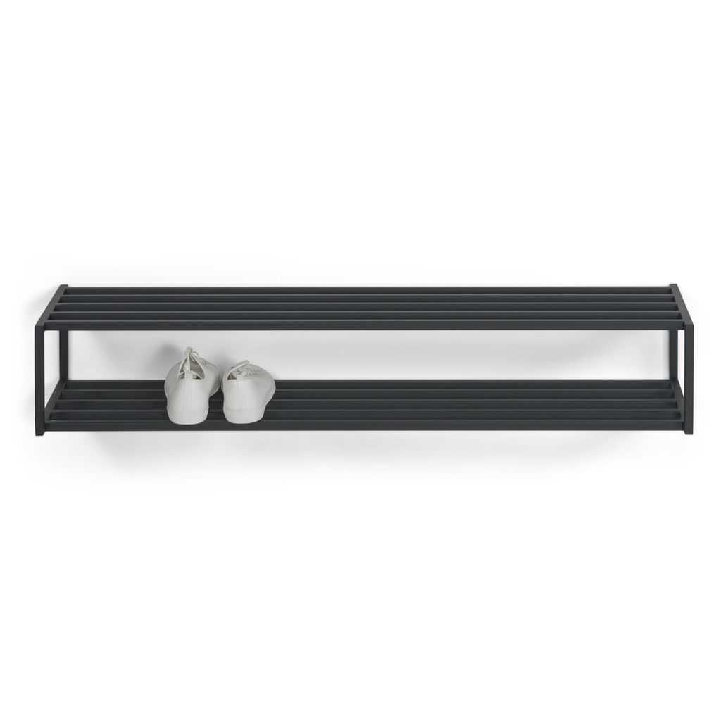 SPINDER DESIGN School Skoställ, med 2 Hyllplan - Svart Stål (118 x 20,5 cm)