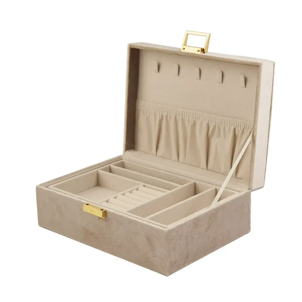 Blanca Smykkeskrin Beige KXD0703 Dame Velour Beige 21,5 x 14,5 x