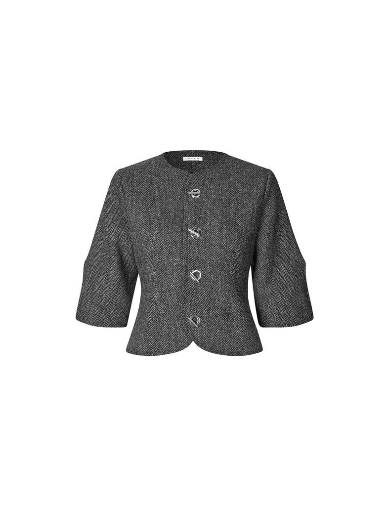 Christie Top — Grey Herringbone