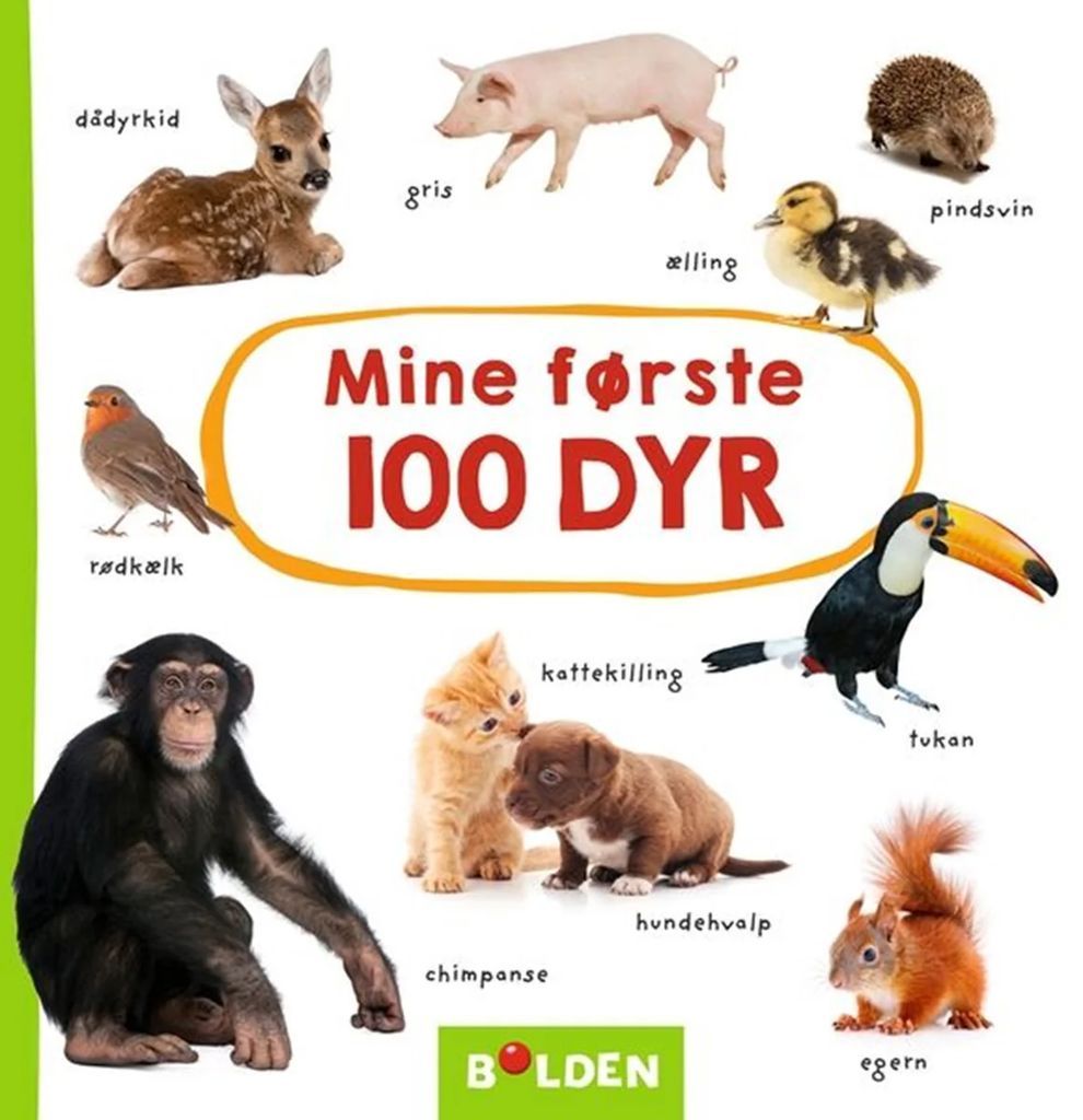 Mine første 100 dyr - Børnebog - Papbog