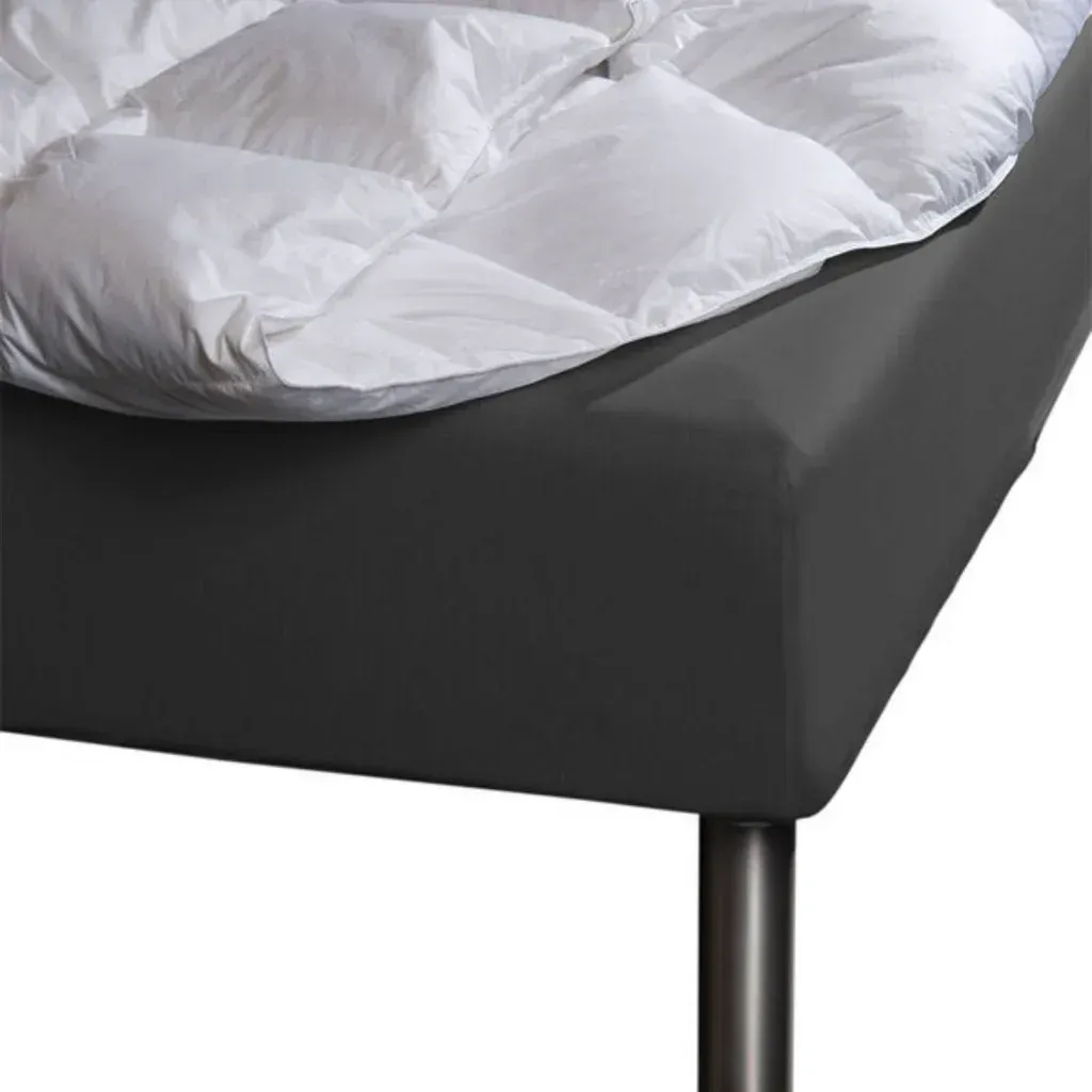 Borås Cotton Cloud Boxlagen - B 90 x L 200 cm - Bomuldssatin - Antracit grå