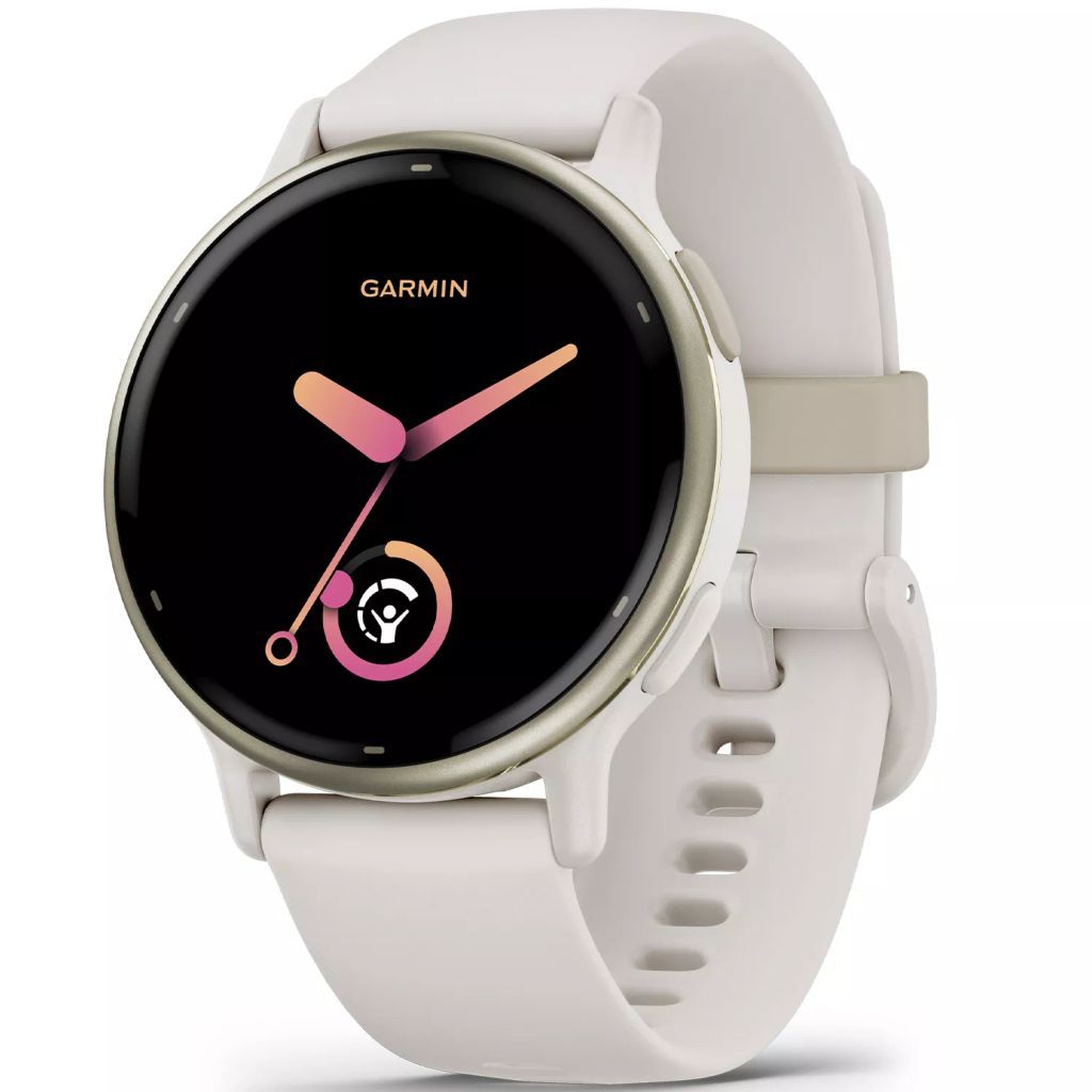 garmin vivoactive 5 smartwatch, cream, gold ivory amoled
