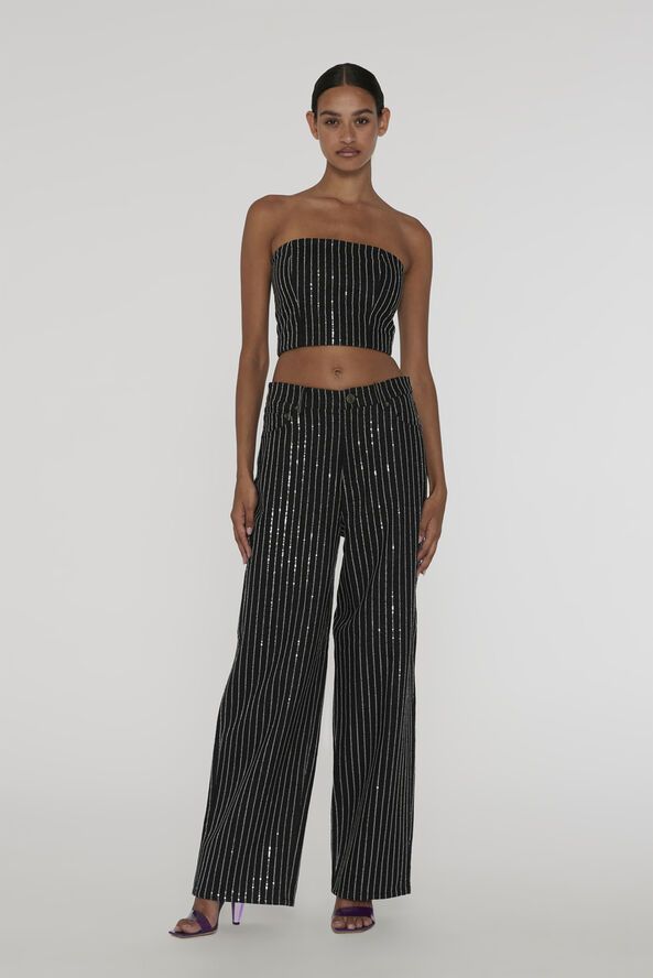 Sequin Twill Crop Top