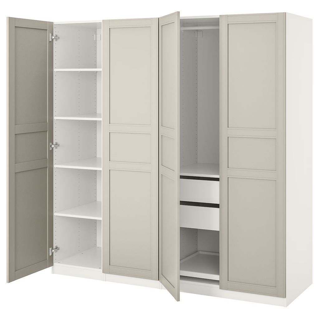 pax / flisberget garderobeskab, hvid/lys beige, 200x60x236 cm