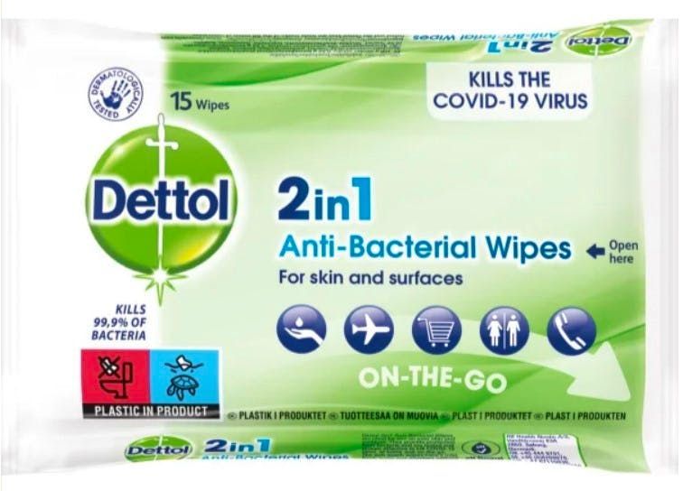 dettol 2in1 anti-bacterial wipes
