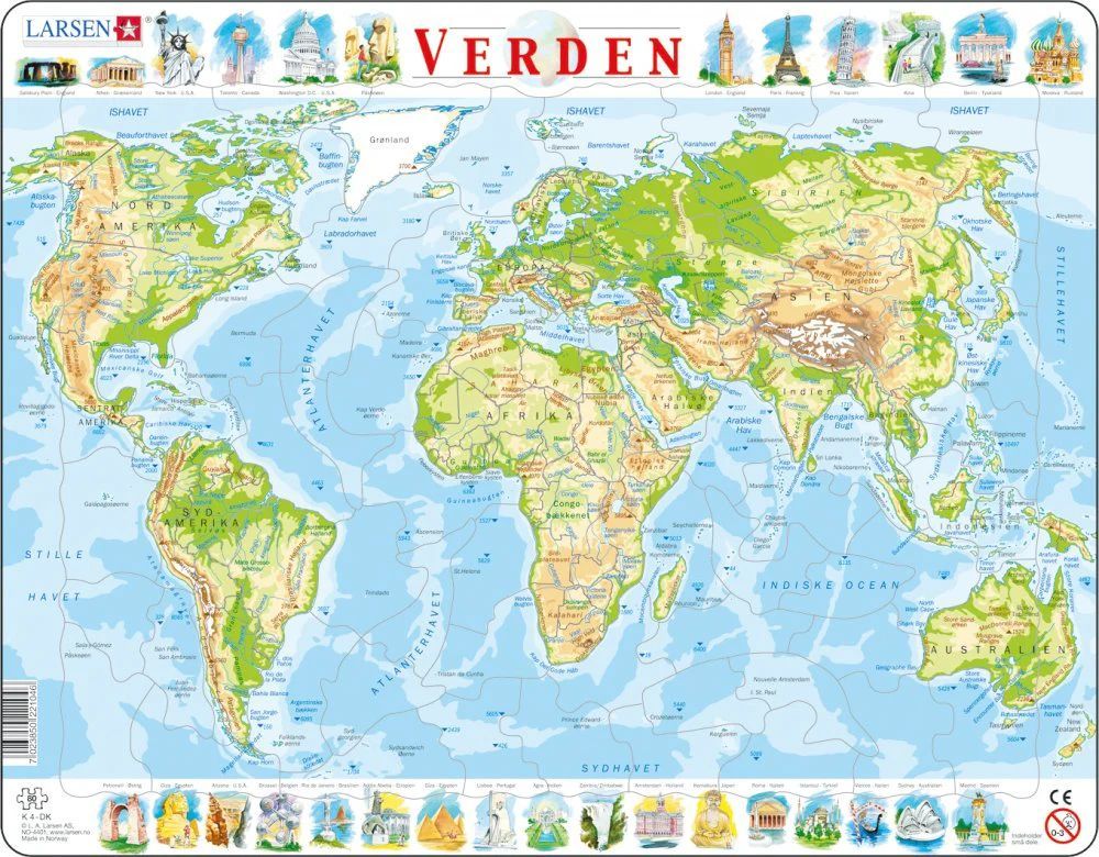 Pappuslespil Verden - 80 brikker