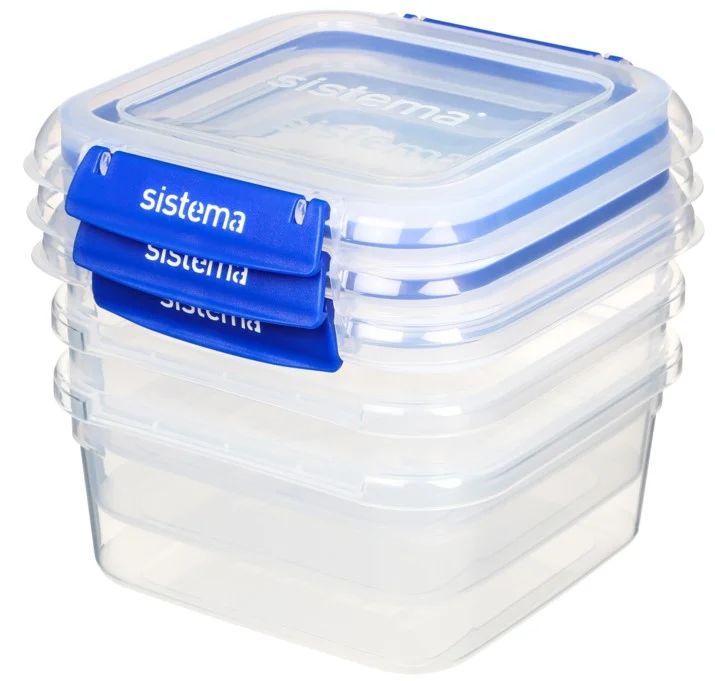 sistema madopbevaring - klip it plus - rectangle - 3-pak - 1l - blå