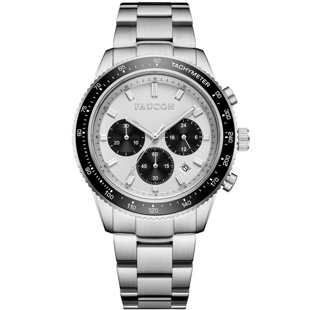 Faucon Speedtimer F10016 Man 43 mm Analog Kvarts Safirbelagt mineralglas White 22 mm