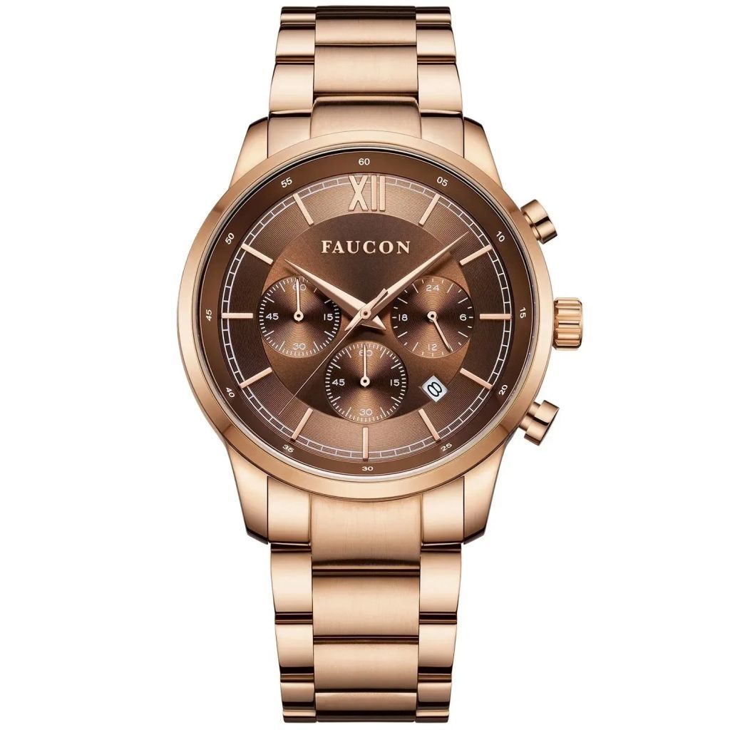 Faucon Roman F10056 Herre 43 mm Analog Kvarts Safirbelagt mineralglas Rose gold 22 mm