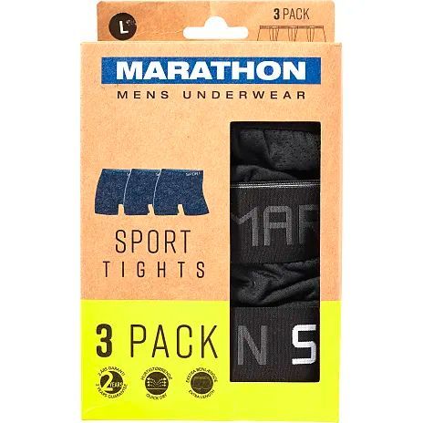 Marathon 3-pak "sport" tights mikrofiber sort