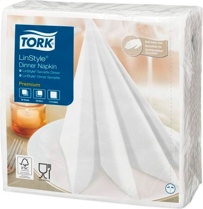 servietter tork linstyle som stof 48x48cm hvid 25 stk