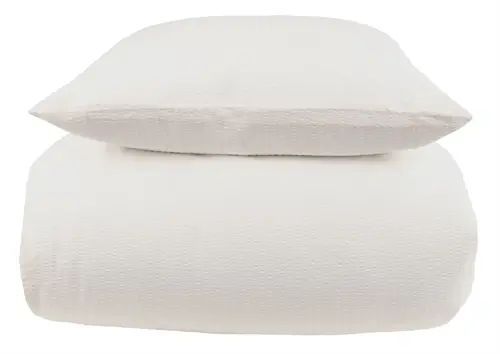 sengetøj 140x200 cm - bæk og bølge - 100% bomulds krep - hvidt ensfarvet