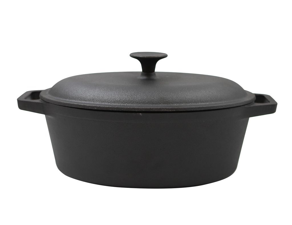 Nordwik Ovaler Gusseisentopf 4 l Schwarz mit Klappe