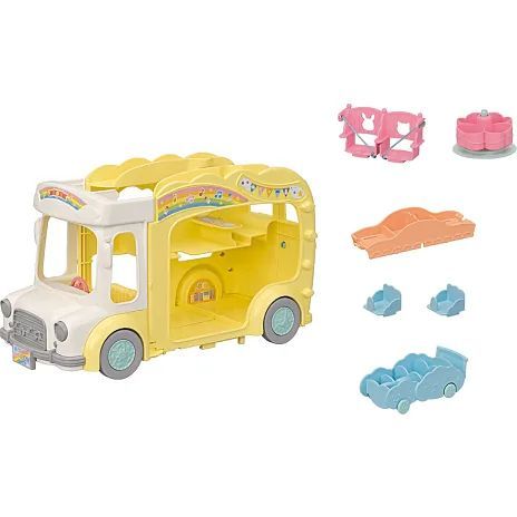 sylvanian families regnbue børnehave bus