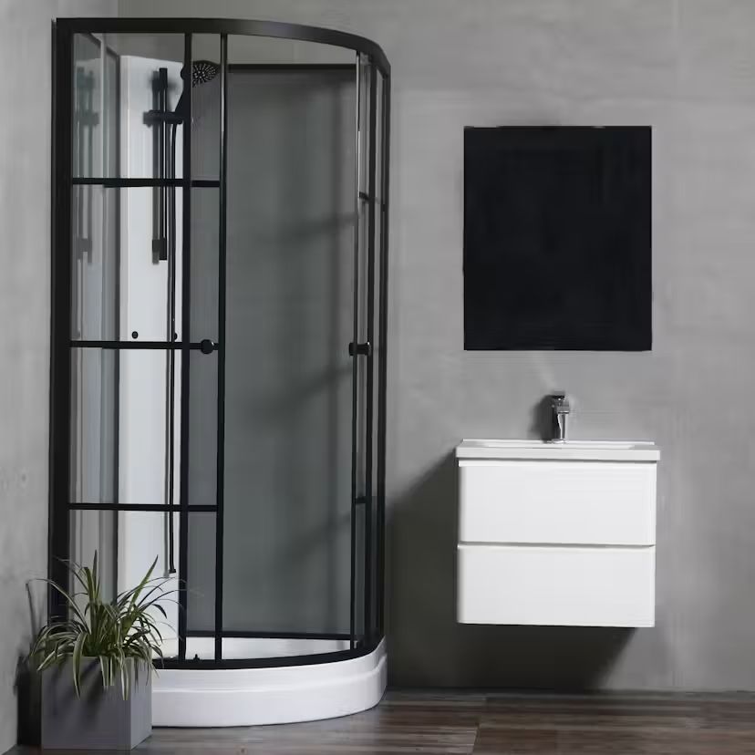 bathlife betrakta hjørne brusekabine sort / hvid med klart glas h200 cm