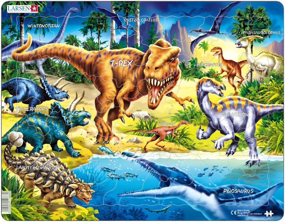 Puslespil i pap - T-Rex - 57 brikker