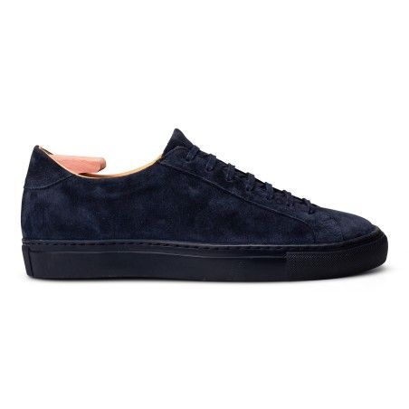Skolyx premium-sneaker mörkblå mocka med mörkblå sula