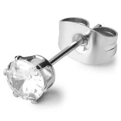 8mm rund sølvfarvet zirkon ørering