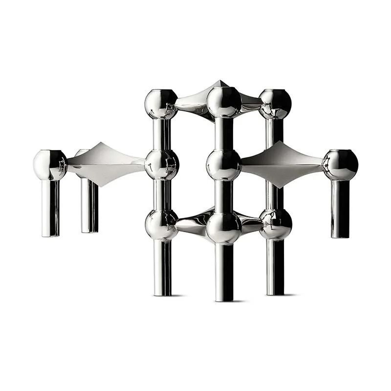 stoff nagel lysestage - krom - 3 stk