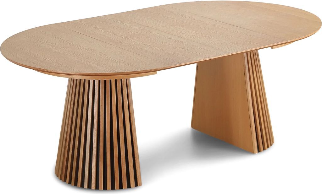 Lewis - Lamell runt matbord i ekfaner med utdrag 120/165/210 CM - 2 extra iläggsskivor medföljer.
