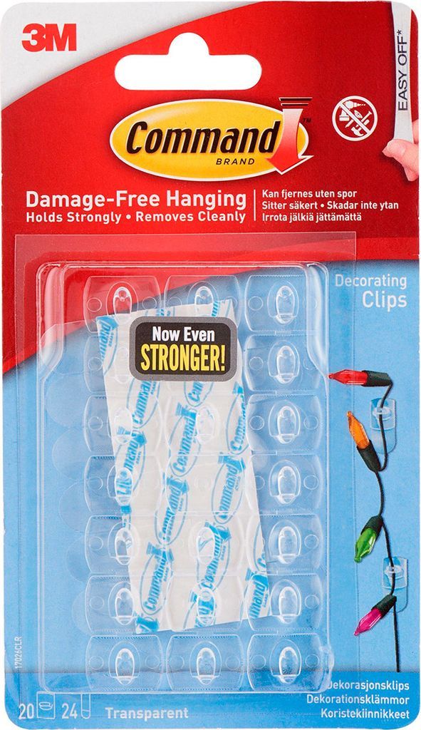 3m command gennemsigtige dekorationsclips med gennemsigtige strips