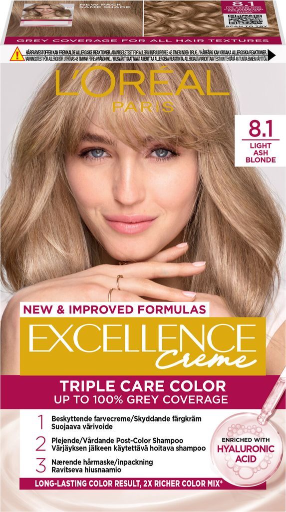 permanent hårfarve 8.1 light ash blonde m. pro-keratin, ceramid og kollagen