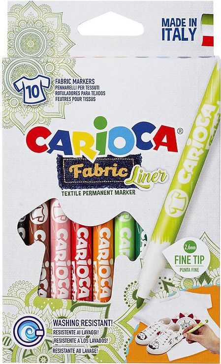 CARIOCA Fabric Fine Liner Felt Tip Pens 10 Stk