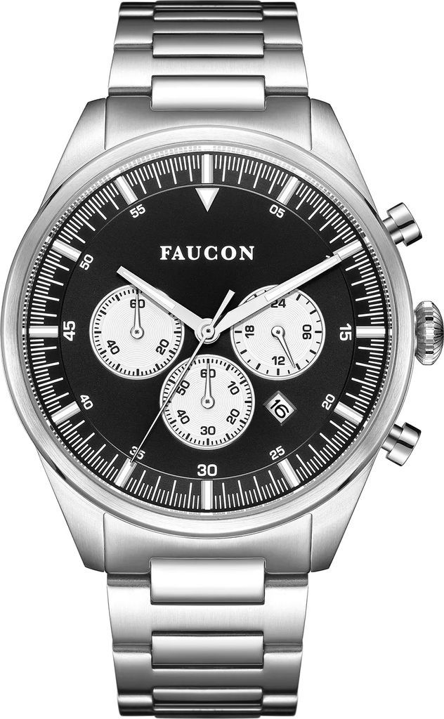 Faucon Chrono F10010 Man 44 mm Analog Kvarts Safirbelagt mineralglas Black 22 mm