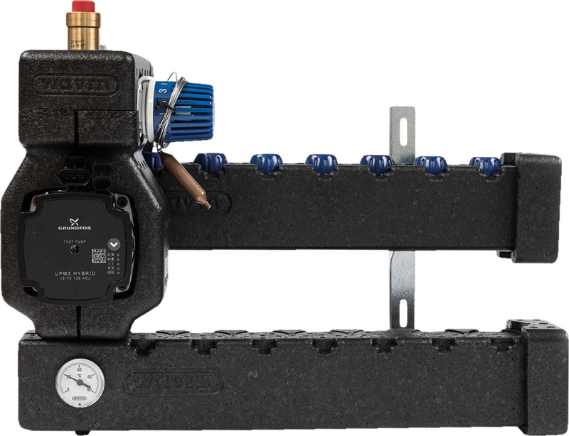 Wavin Midishunt 5 kredse. Isoleret med Grundfos pumpe