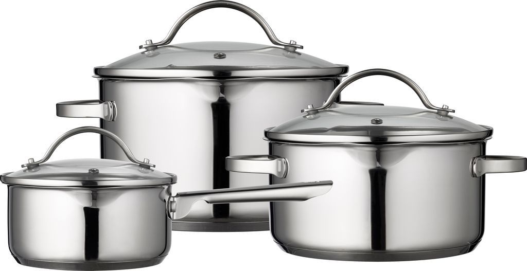 Funktion Pot set with lid 6 pieces 18/8 steel