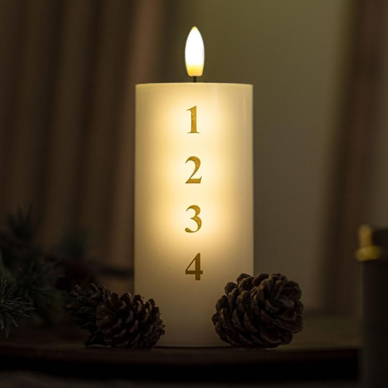 Sirius -  Sille Adventslys Ø7xH15 cm Hvid/Guld