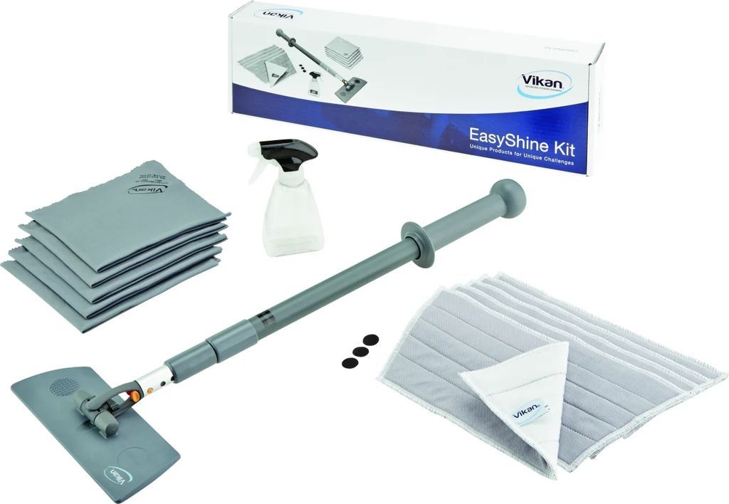 Vikan Easyshine Kit Vindues/glassæt Gra Skaft Fremfører Klude Mopper (549101)