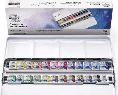 Winsor & Newton Cotman Water Colours Metal Sketchers Box 24 Half Pans