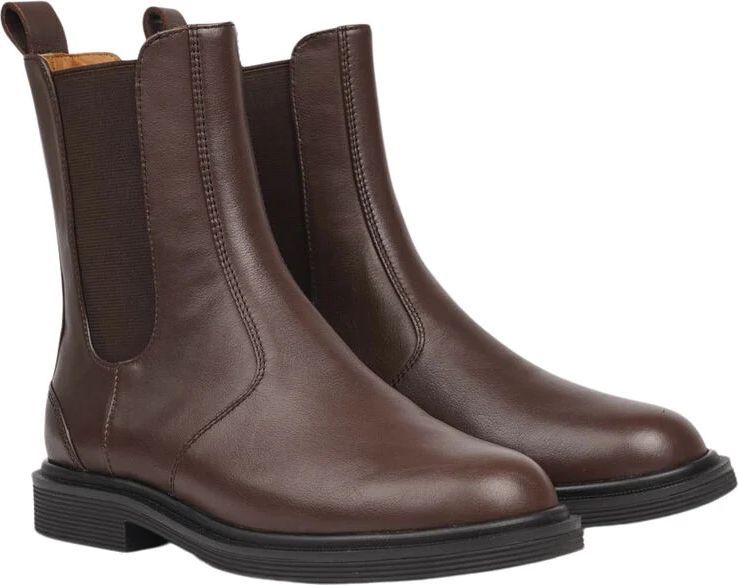 Lovelies Felline Ankle Boots With Elastic Kvinde Dark Brown Ankelstøvler Str 37 - Læder hos Magasin