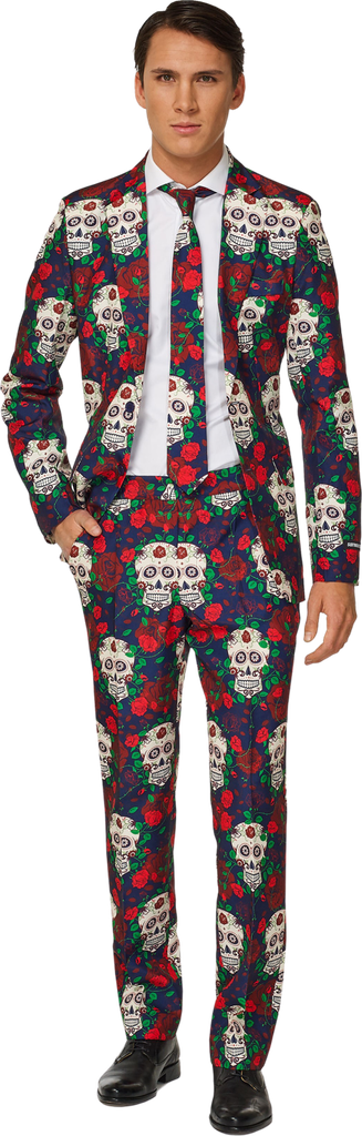 OppoSuits Day of the Dead Men's Suitmeister Costume Black/White/Red