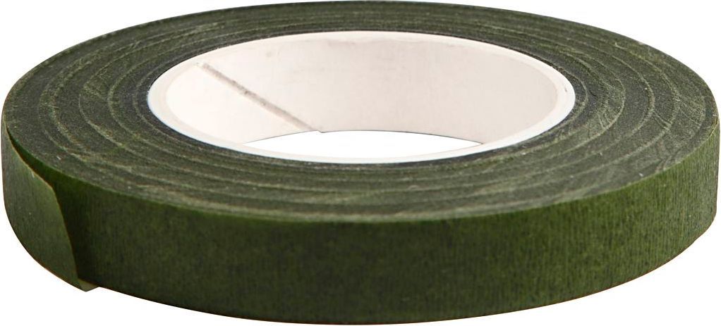 Blomstertape, B: 12 mm, mørk grøn, 27m