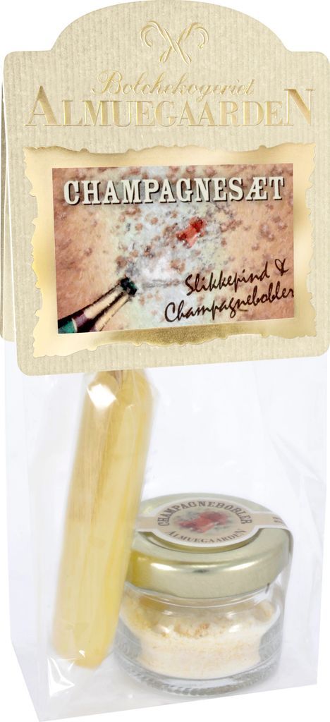 Champagnesæt - Hyldeblomst-slikkepind og syrligt boblende pulver