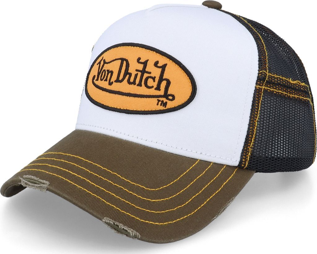 Oval Patch Sum White/Black/Olive/Yellow Trucker - Von Dutch